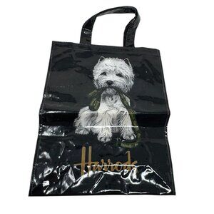 Harrods Westie Dog Tote Bag Black coated cotton Made in UK